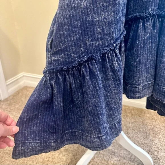 Free People Convertible Denim Mini Dress Size Medium - Picture 9 of 10